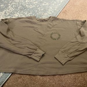 SETActive olive green waffle cropped long sleeve Tshirt